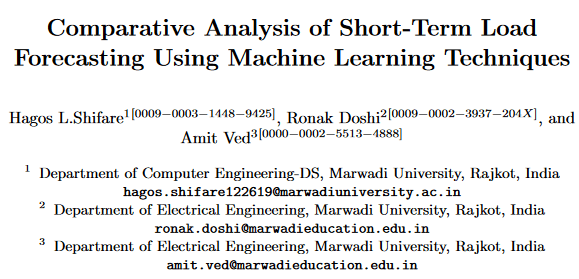Comparative Analysis of Short-Term LoadForecasting Using Machine Learning Techniques
